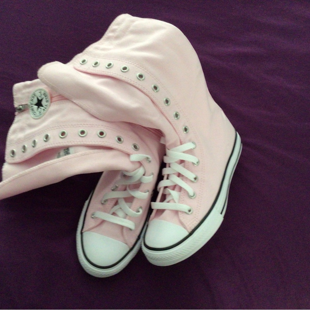 Converse Pink High-Top Canvas Sneakers with White Toe